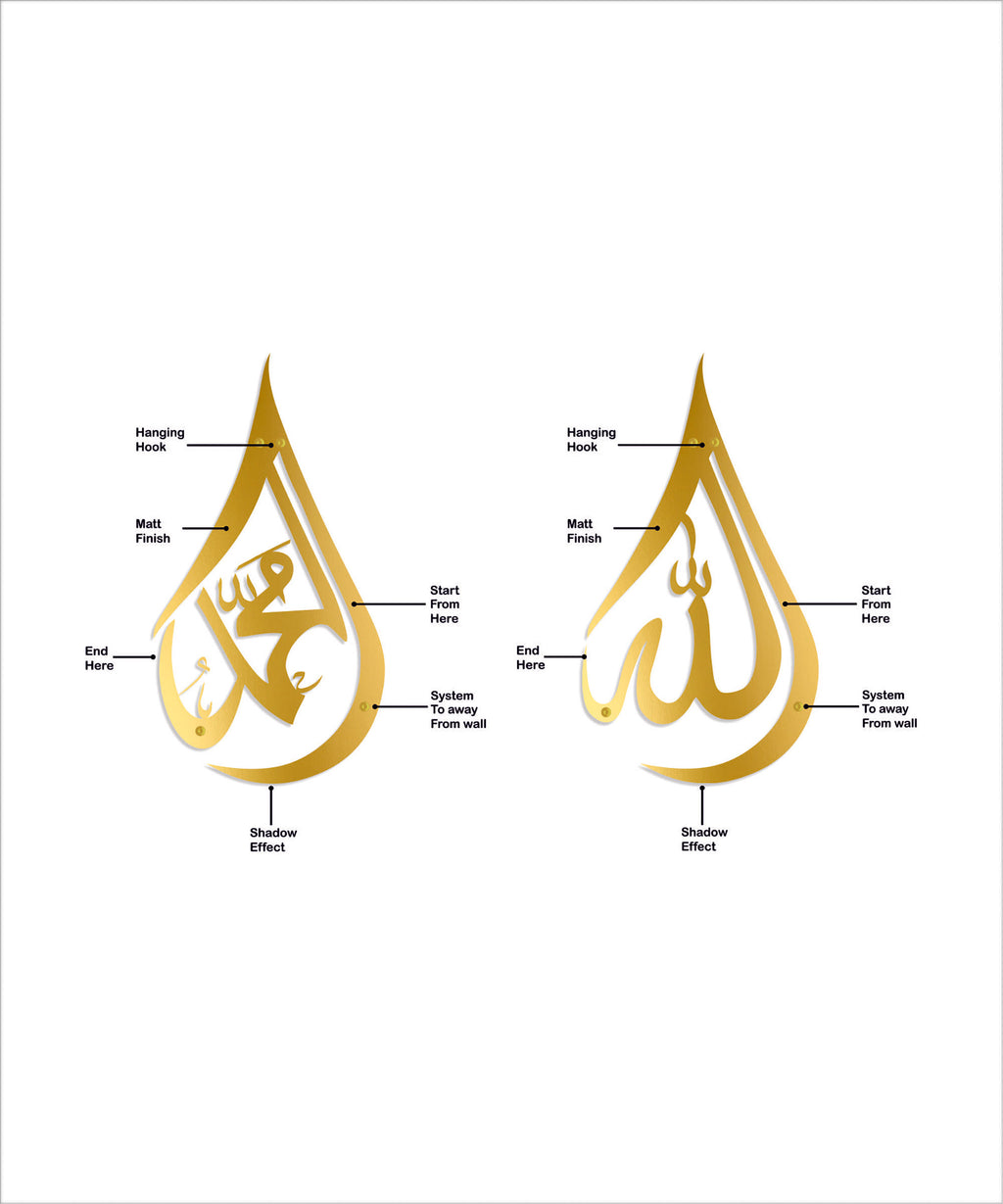 Allah ﷻ Muhammad ﷺ - Metal Art