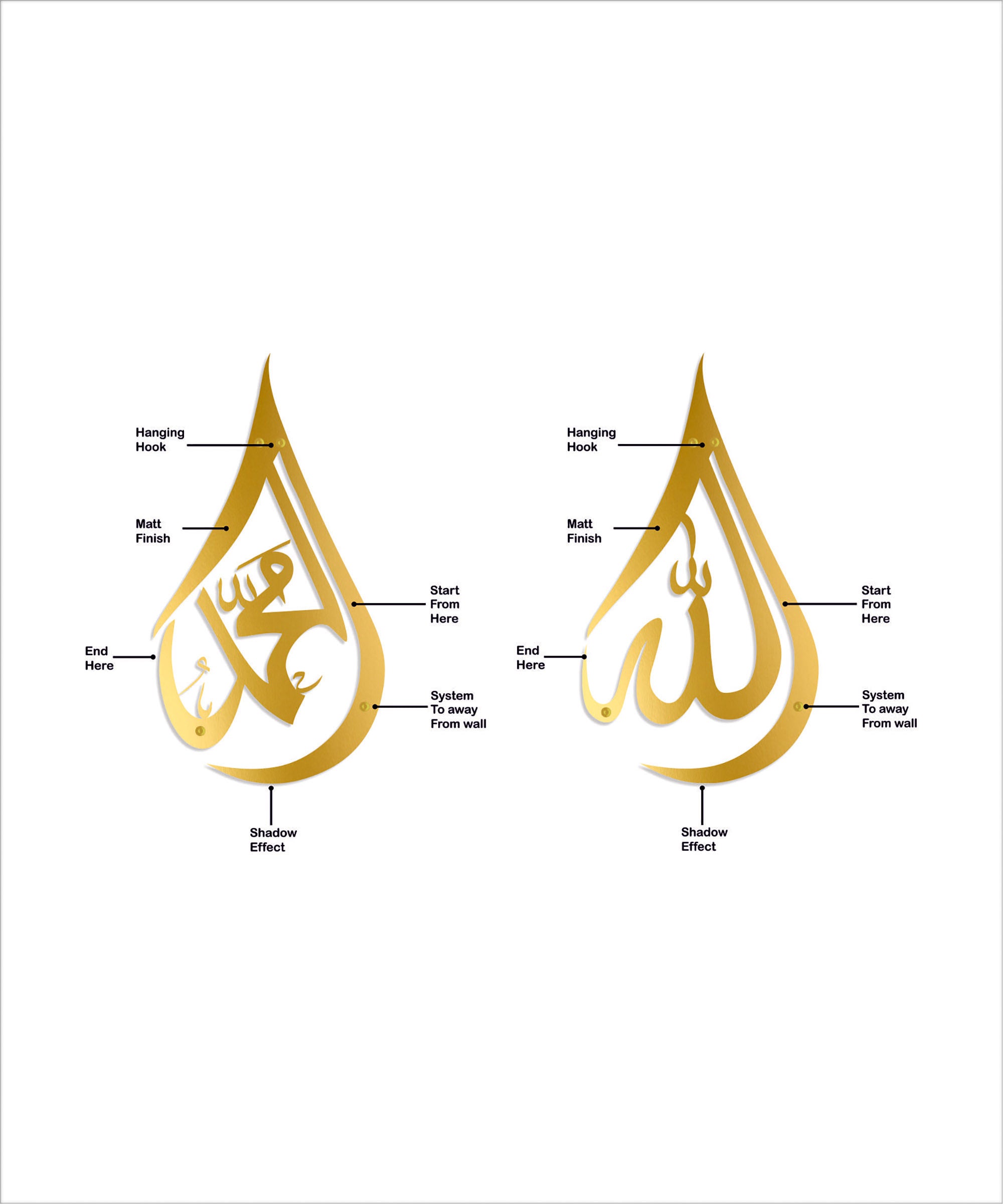 Allah ﷻ Muhammad ﷺ - Metal Art